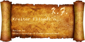 Kreiter Filomén névjegykártya